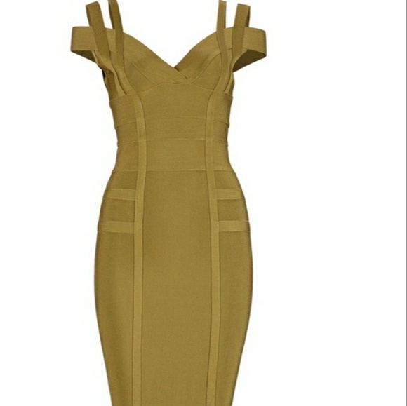 Last MโขCold Shoulder Midi Bandage Dress - Picture 6 of 7